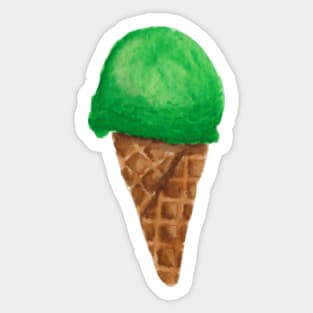 Green Ice Cream Watercolour Sticker